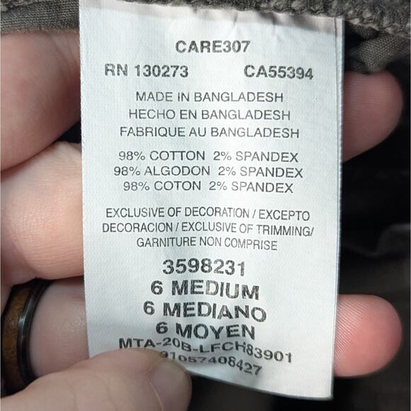 Lee Brown Relaxed Fit Mid Rise Cargo Button Pockets Elastic Waist Shorts Size 6 - Picture 6 of 8